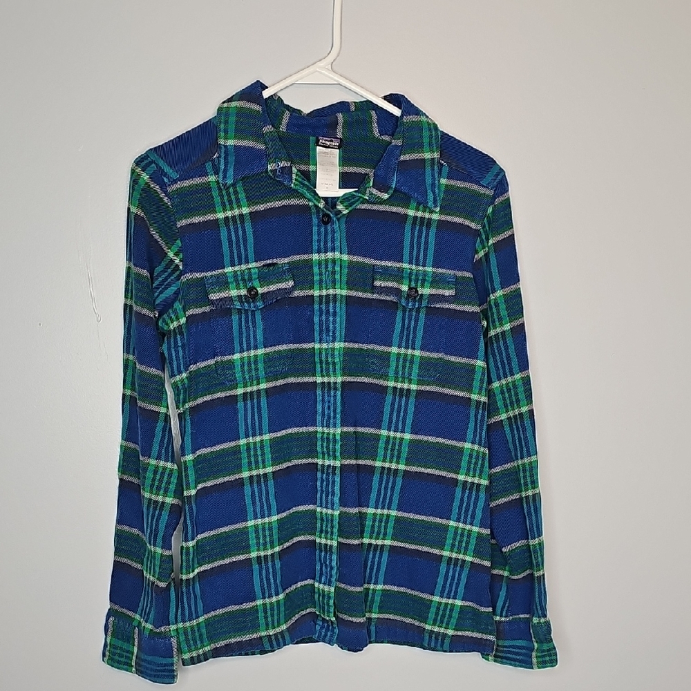 Patagonia Blue and Green Checkered Shirt